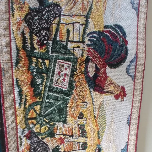 Vintage Farmhouse Chic,Chicken,Rooster Jacquard Table Runner Xlong - Picture 1 of 7